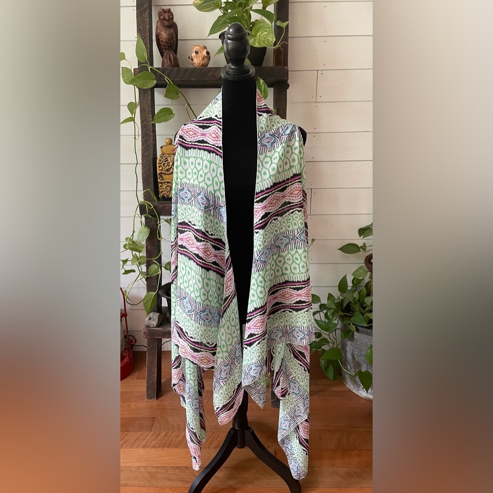 Long Flowy Aztec Pattern Vest